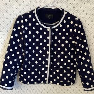 J. Crew Jacket in Polka-Dot Textured Tweed Blazer in Navy Blue Ivory
